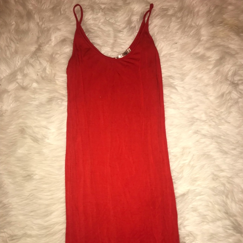 Red body con dress